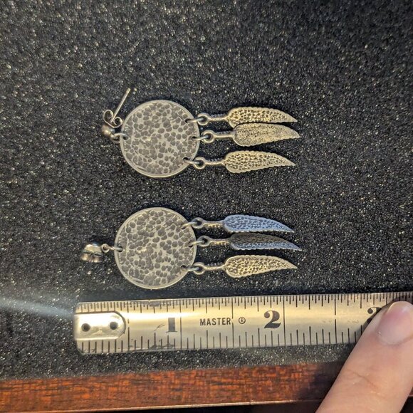 Vintage, Indian Head & Buffalo Nickel, Earrings, Feather  Native Inspired Buffalo Nickle‎ Feather Earrings Dangle Indian Head Pierced Boho